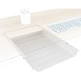 Cassetto Sottoscrivania Trasparente 31x20x9 Cm – Autoadesivo, Estraibile, Per Ufficio, Cucina E Tavolo, Bianco