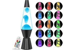 AONESY 37cm LED Lave Lamps 17 Colore che cambia Lave Lampada Bianco Liquido & Cera Bianco Guscio nero Lampada per la decorazione della casa Bella Luce Regalo per Natale