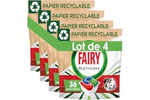 Fairy Platinum Plus All In One Tablettes Lave-Vaisselle, Original, 36x4 Tablettes, Emballage En Papier Recyclable, Pour Une Vaisselle Comme Neuve, Élimine L’Apparence Terne, Sans Prélavage