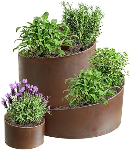 Bornhft Kruterspirale Kruterschnecke Kruterbeet Kruterturm 68cm hhe  Metall Pflanzspirale Gartendekoration Spirale Blumenpyramide (Rost):  Amazon.de: Garten