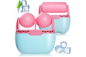 GeeRic Ice Roller,Ice Roller Rodillo de Cara de Hielo de Silicona para Aliviar Ojos Hinchados ice roller facial para cuerpo ojos cuello y cara para ojeras Azul