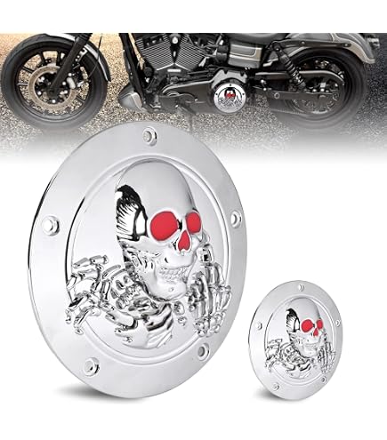 Goldfire CNC Aluminum Skull Gas Cap For Harley Sportster & Dyna - Chrome With Black Eyes - View #6