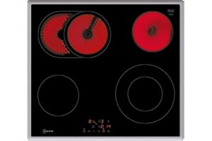 NEFF T16SBN1L0, N 50, Elektrokochfeld, autarkes Glaskeramik-Kochfeld 60 cm breit, Touch Control, Bräterzone, 2-stufige Restwärmeanzeige, aufliegend, Schwarz