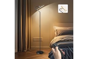 BBHome Lampada da Terra LED, 36W/3850LM piantana lampada da terra moderna, 3000K-6500K Dimmerabile con Controllo Remoto e Tocco, Piantane da Salotto per Soggiorno, Camera da Letto e Ufficio, Nero