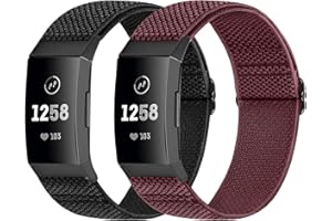 Janpso 2 Pack Bracelet de Remplacement Compatible avec Fitbit Charge 4 /Charge 3 /Charge 3 SE, Bande de Sport en Nylon Respirant Réglable pour Hommes Femmes