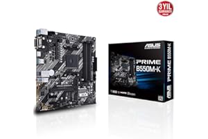 ASUS PRIME B550M-K – Carte mère AMD B550 (Ryzen AM4) au format micro ATX motherboard avec double M.2, PCIe 4.0, DDR4 4400 Ethernet 1Gb, HDMI/D-Sub/DVI et USB 3.2 Gén. 2 Type-A