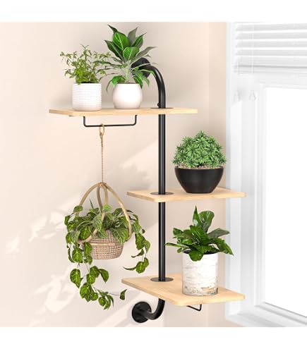 Étagère Murale Pour Plantes En Métal - Support Suspendu Design, Noir, 12x15x32 Cm, Décoration Intérieure
