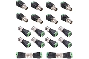 Lewttyer Connettori BNC Cat5e Adapter maschio femmina senza saldatura connettore video Balun vite fotocamera terminale spina per CCTV sorveglianza cavo Ethernet Speaker