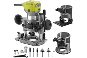 Fresadora de Madera Rebajadora Eléctrica, DEWINNER Desmoladora Eléctrica compacta 220 V, 710 W, 3 Bases Incluidas, 3 Pinzas de 1/4 Pulgadas, 6 mm y 8 mm, 5 Fresas de Carburo