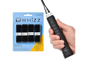 BAIHUALIN Whizz Badminton Tennis Racquet Grip Tape Anti Slip Self-Adhesive Squash Pickleball Overgrip - Tacky/Fast Dry/Soft Feel with Finishing Tape, 4 Pcs