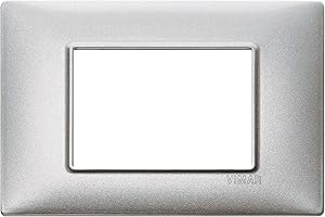VIMAR 14653.71 Serie Plana Placca 3 Moduli Argento Metallizzato, 120 x 80 x 9 mm