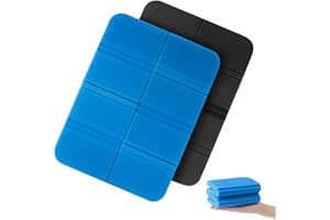 WUFANC Set di 2 cuscini per esterni pieghevoli, resistenti alle intemperie e impermeabili, per bambini, leggeri e compatti, per escursioni, campeggio, stadio, picnic e giardino (Blu + Nero)