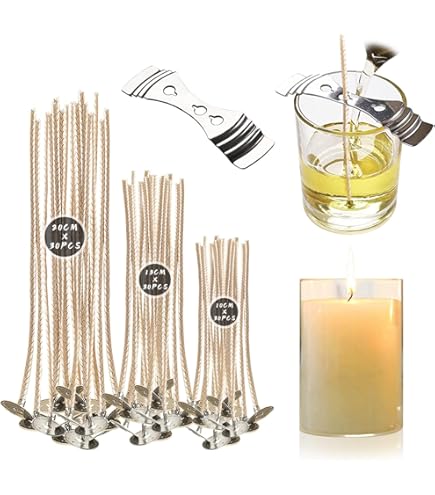 Stoppini per candele in legno a fiamma grande con basi metalliche