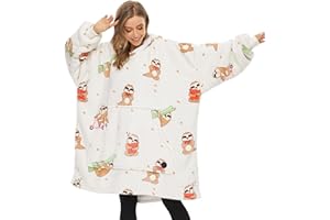 THREE POODLE Felpa Coperta Oversize con Cappuccio, Felpa Gigante Coperta Indossabile con Maniche, Coperta con Cappuccio Ultra Morbida e Calda, Cozy Hoodie Felpa Pile per Donna,Uomini e Bambini, Regalo