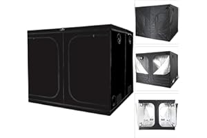 Senua 600D Mylar Hydroponic Water-Resistant Grow Tent with Observation Window and Removable Floor Tray, Tool Bag for Indoor Plant Seedling, Propagation, Blossom, etc (240 x 240 x 200 cm)