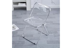 LeChamp Transparent Acrylic Folding Chair PC Plastic Folding Chairs Indoor/Outdoor Metal Frame Chairs Modern Living Room Seat…