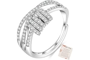 LOUMILEO Angst Ringe aus Sterlingsilber für Demen, Zappelringe für Angst Damen Tochter Zappelring Verstellbare Spinnerringe für Mädchen, Zirkonia, Stressabbau, Spinnerringe mit Box