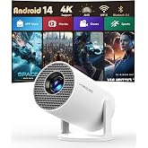 Magcubic Mini Beamer 4K Unterstützt Android 14, Smart Projector 5G WiFi 6 BT 5.4, Mini Projektor Full HD 1080P Unterstützt 20