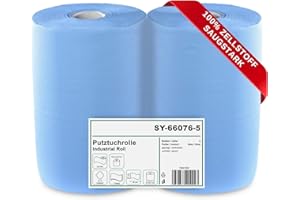 ‎HYPAFOL 2 x blaue saugstarke Papierrolle, 1000 Blatt, 37x36 cm | 2-lagige perforierte Papiertücher | Putztuchrolle für Industrie, Werkstatt und Restaurant | Durchmesser 25 cm