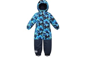 Owntop Schneeanzug Kinder Unisex, Schneeoverall Mädchen Jungen, Winddicht Wasserdicht Skianzug mit Kapuze Reißverschluss 98-122