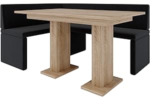 FURNISTAR Eckbank Akiko mit Tisch - Eckbankgruppe für Ihrem Esszimmer, Küche modern, Sitzecke, Essecke. Perfekt für Küche, Büro und Rezeption. Solide und Starke Verarbeitung (INARI 100, 196x142 rechts)