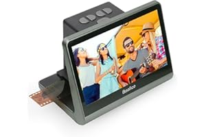 Bisofice Skaner filmów i slide z ekranem LCD 7", skaner negatywów do digitalizacji 135 filmów (36 x 24 mm)/126 KPK /110 filmów/Super8/Monochromatyczny/Slide, 24 MP JPEG, 16 GB pamięci