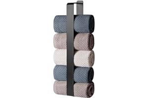 SUDEERY Wieszak na ręczniki bez wiercenia, samoprzylepny, ze stali nierdzewnej (czarny, 42 cm)