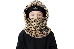 Shy Velvet Cagoule d'hiver unisexe pour enfant - Cagoule en polaire - Cagoule de ski pour enfants, Enfant - Léopard, taille unique