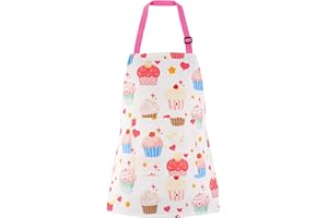 KIMMAX Grembiule per bambini, 100% cotone, universale, con tasche, per bambini, adatto per cucinare, cucinare, dipingere, fai da te e feste