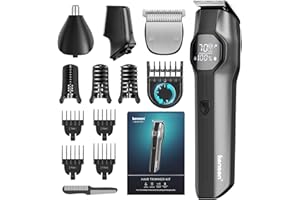 kensen Recortadora de Barba Hombre 13 en 1, Afeitadora Corporal Masculina, Máquina Cortar Pelo, Cortapelos Nariz y Oreja, IPX7 Impermeable Afeitadora Barba con Pantalla LED, 210 mins Uso