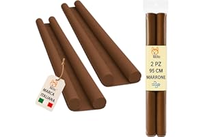 AKITAINK Set 2 Paraspifferi Porta 95 cm Marrone – Doppia Guarnizione Isolante per Ridurre Spifferi, Rumore e Freddo, Facile da Installare, Adatto a Porte fino a 5 cm, Risparmio Energetico