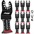 JTWEB Japanese Tooth Oscillating Saw Blades Wood, 10PCS Arc-Shaped Edge Multi Tool Blades for Wood, Plastic, Power Oscillating Tool Blade Multitool Blades Kits Sharpener Universal for Milwaukee