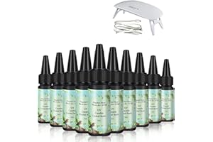 FRENSHION 10 pezzi 30 ml di resina epossidica di cristallo UV curabile trasparente colla + lampada led UV per fai da te casa professionale artigianato gioielli orecchini collana bracciale accessori nail art