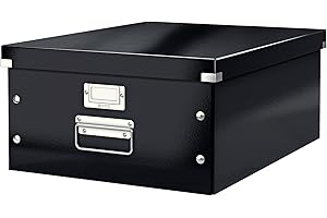 Leitz Click & Store WOW Scatola Archivio Grande, per Riporre e Trasportare Documenti A3 e Oggetti di Grandi Dimensioni, Adatta a Casa e Ufficio, Nero, 60454095