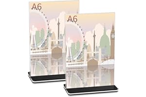 woshilaoDS 2 Pezzi Espositore da Tavolo in Acrilico, Espositori da Banco Inclinati, Porta Menu, Porta Brochure da Tavolo in Plastica Trasparente A6, per Menu, Ristoranti, Hotel, Ufficio