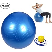Simxen Anti-Burst Fitness Exercise Stability Balance Yoga Ball - Swiss Birthing Gym Ball with Foot Pump (Random Color)