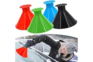 axbeeax 4Pcs Magical Car Ice Scraper, Cone Snow Brush for Car, Round Ice Scrapers for Car Windshield, 2 in 1 Snow Removal Shovel Tools