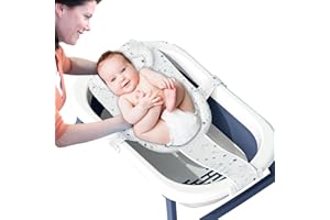 IDUDU Babybadenetzt, Badewannensitz Baby Badewanne Pad, Badewanneneinsatz Baby mit Mesh Verstellbar, Babywannenmatte mit Sicherheitsgurt, Babywannenkissen Babybadenetz für Neugeborene Kleinkind