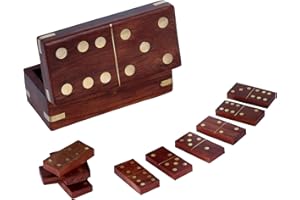 THE Unltd India Dominoes Set for Adults, Double 6 Domino Set | Traditional Travel Size Classic Board Game | 28 Dominos Pieces with Luxury Wood Box with Brass Inlay (Dark Brown)