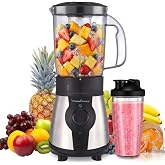 Moulinex Blend &amp; Go, 300 W Blender, 1.3 Litre Jug | Compact, 4 removable blades, Stainless steel finish, Dishwasher safe part