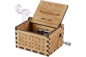 Sakruda Wooden Music Box for Wife You Are My Sunshine,Gift from Husband to Wife,Hand Crank Music Box Laser Engraving Handmade Musical Box Mechanism Antique Gift for Wife on Valentine’s Day,Birthday