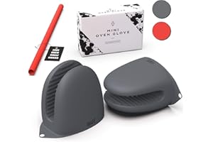 WAFE Mini Oven Gloves for Air Fryer - 2 Silicone Finger Gripper Kitchen Mitts - Heat Resistant Pinch Covers for Cooking, BBQ, Grilling - One Size Fits All Double Hand Pot Holder w/Oven Rack Protector