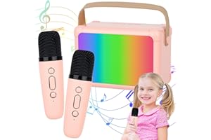 DAJILI Karaoke Machine for Kids Adults, Karaoke Machine 2 Wireless Microphones with Multiple Color Changes,5 Sound Effects, Portable Bluetooth Speaker, Karaoke Toys 3-9 Girls Birthday