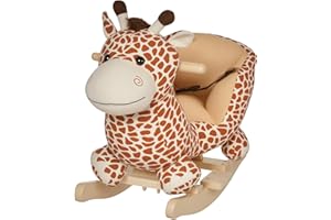 HOMCOM Children Kids Rocking Horse Toys Giraffe Seat Belt Toddlers Baby Toy Gift