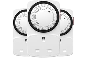 HBN Mechanical Timer Plug Socket, 24 Hour Segment Programmable Energy Saving Plug-in Timer Switch for Lights and Home Appliances (13A/3120W, 3 Pack)