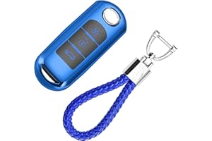 KASER Funda Carcasa Llave Coche Silicona TPU Compatible para Mazda Mazda 3 / 5 / 6 / MX5 / RX8 / CX-5 / CX-7 / CX-9 / BT50 / MX-5 Llaveros Cover Protección Mando a Distancia (Azul)