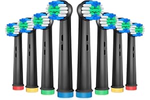AnjoCare Cabezales para Cepillo Oral B Eléctrico (Paquete de 8) - Compatibles con Cabezales Oral B Braun de Recambio (Negro)