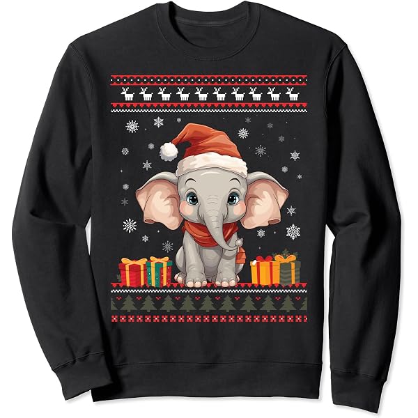 Sweat à Capuche PINEHART - Motif éléphants Et Sapin De Noël, Taille XS, Unisexe Adulte