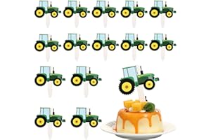 Amosfun Lot de 42 décorations de gâteau d'anniversaire - Vert - Tracteur - Décoration de fête pour enfants