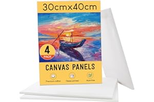 STATIONERY ISLAND 30x40cm Canvas for Painting 4 Packs, A3 Art Canvas Board 100% Cotton, Acid Free, Blank Canvas Panels for Acrylic Painting & Oil Paint, Hobby Painters and Beginner(12“ X 16”)
